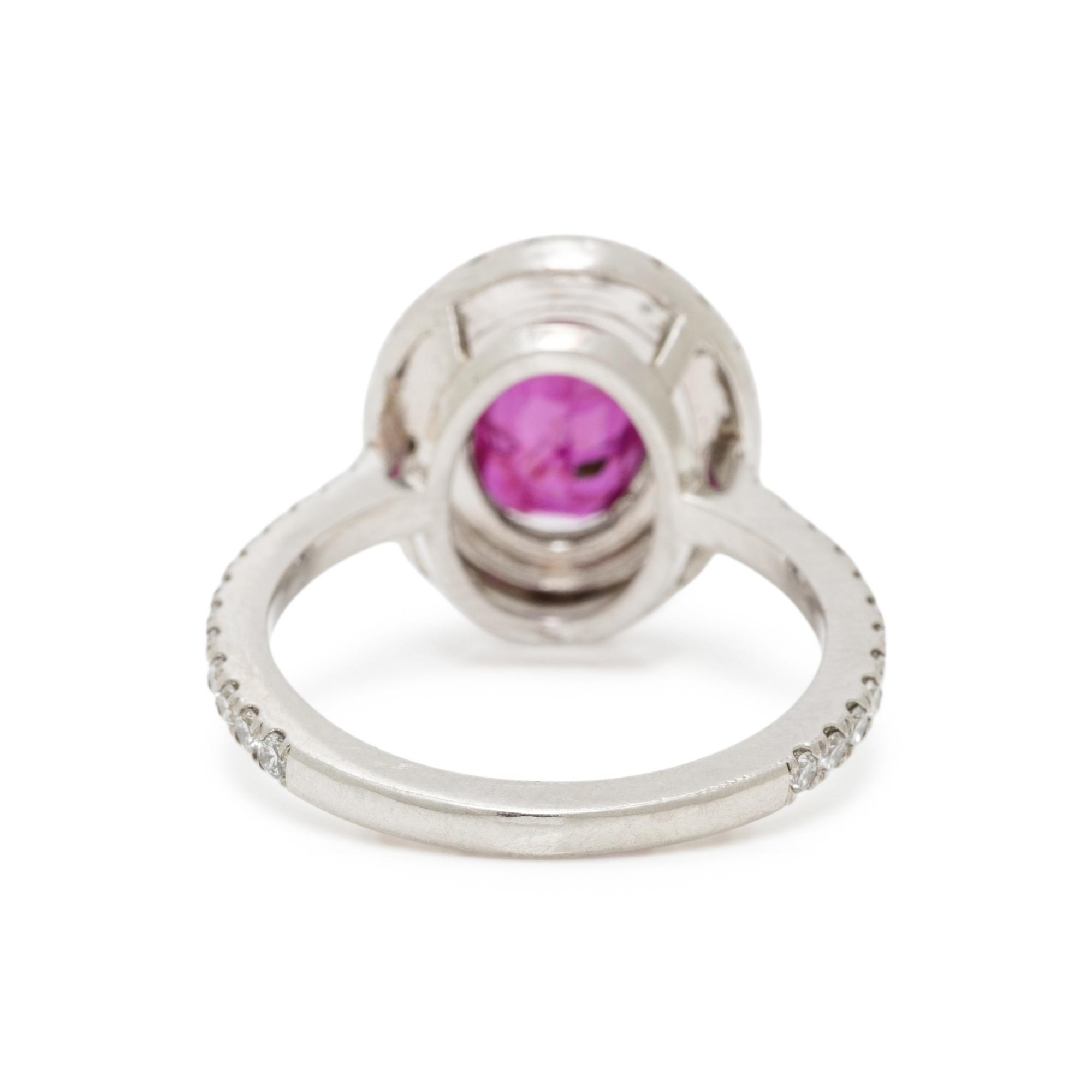 UNHEATED BURMESE RUBY, DIAMOND, AND PLATINUM RING