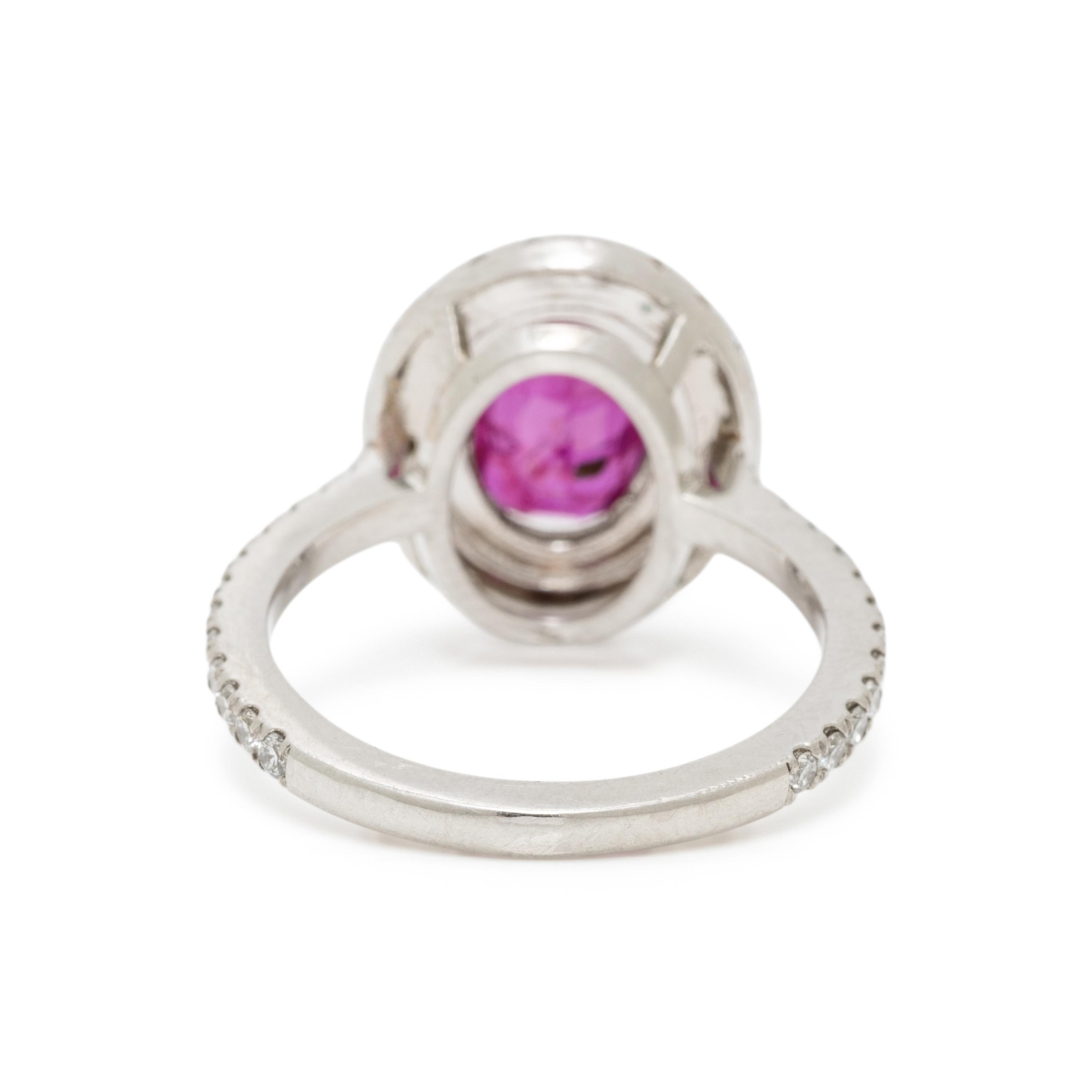 UNHEATED BURMESE RUBY, DIAMOND, AND PLATINUM RING