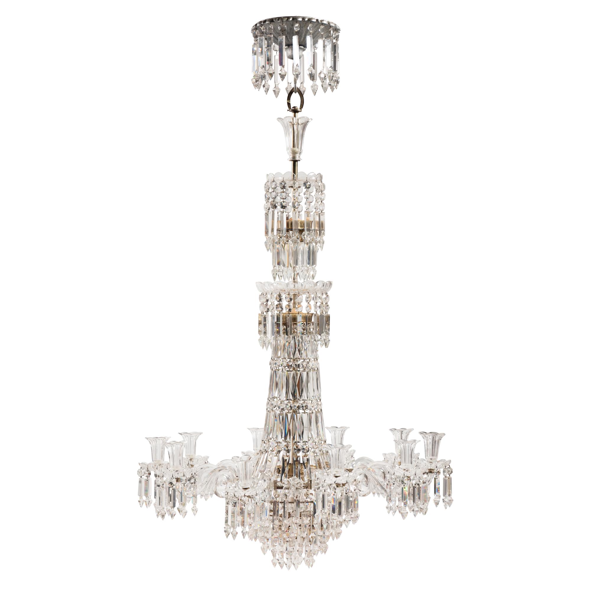 An English Cut-Glass Ten-Light Chandelier
