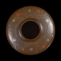 A Japanese Mixed Metals-Inlaid Bronze Vase