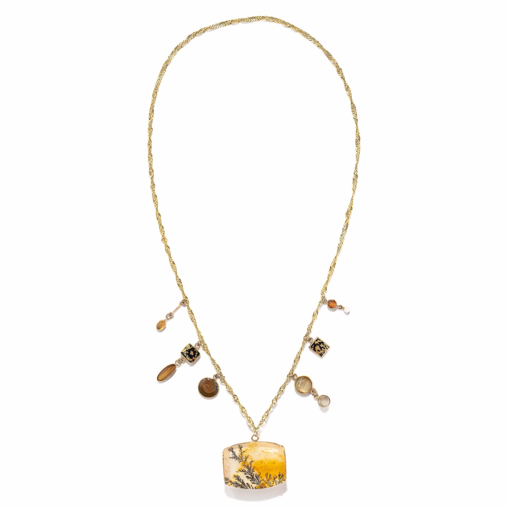 YELLOW GOLD AND MULTIGEM NECKLACE