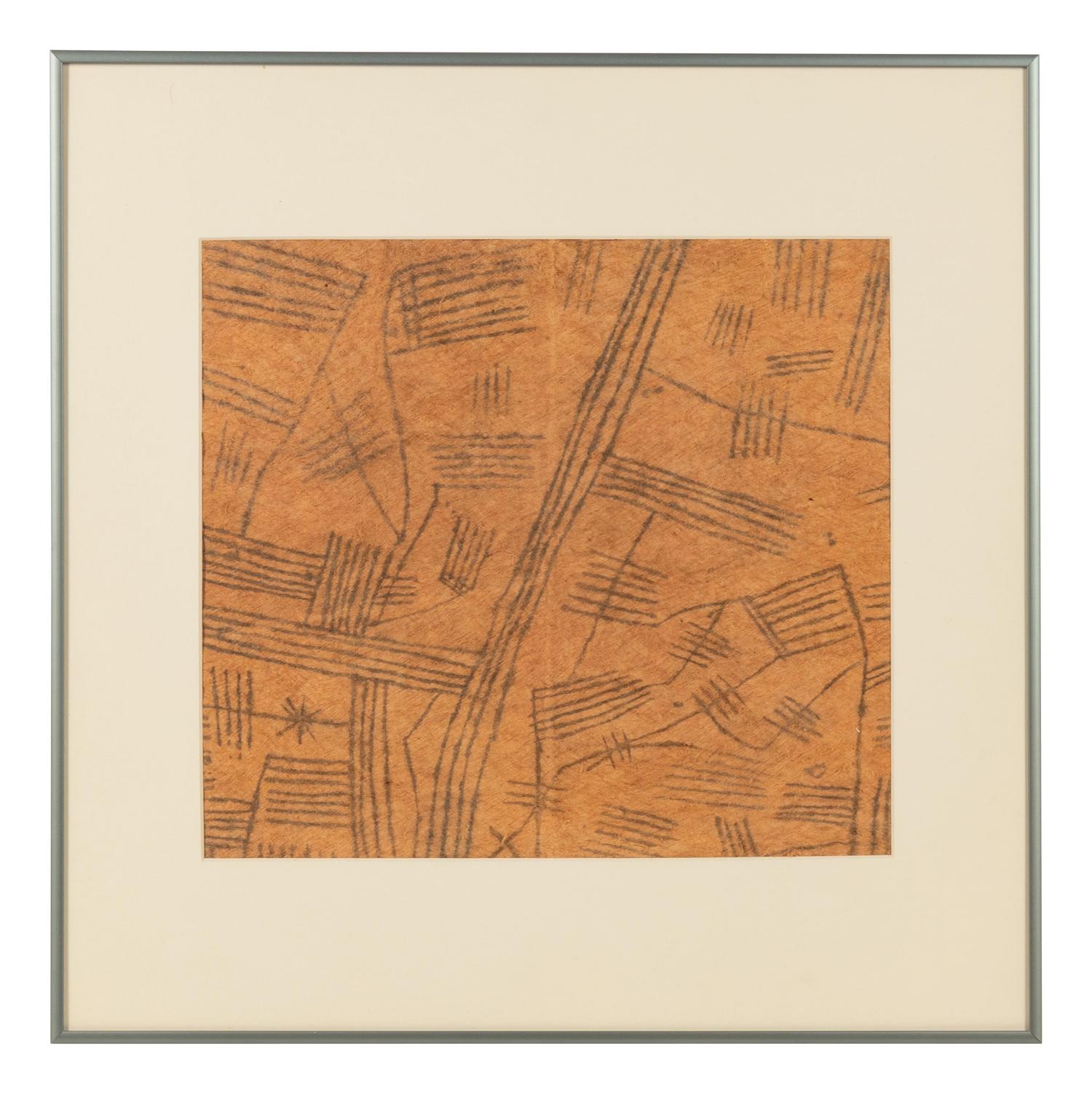 A Group of Nine Pongo Bark Cloth Drawings