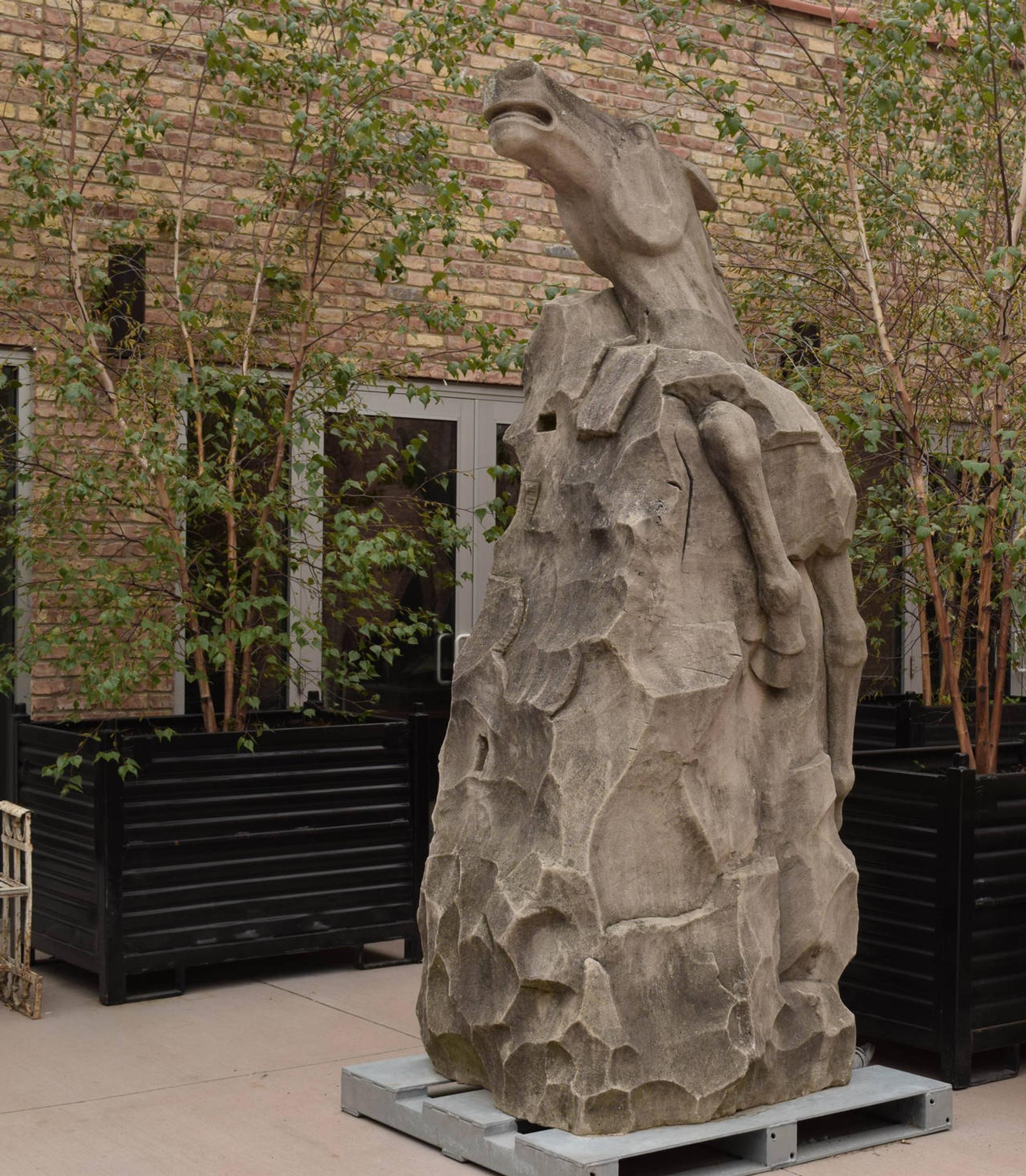 A Pair of Carved Limestone Horses 42" W x 47" D x 98" H — United States, Circa 1920