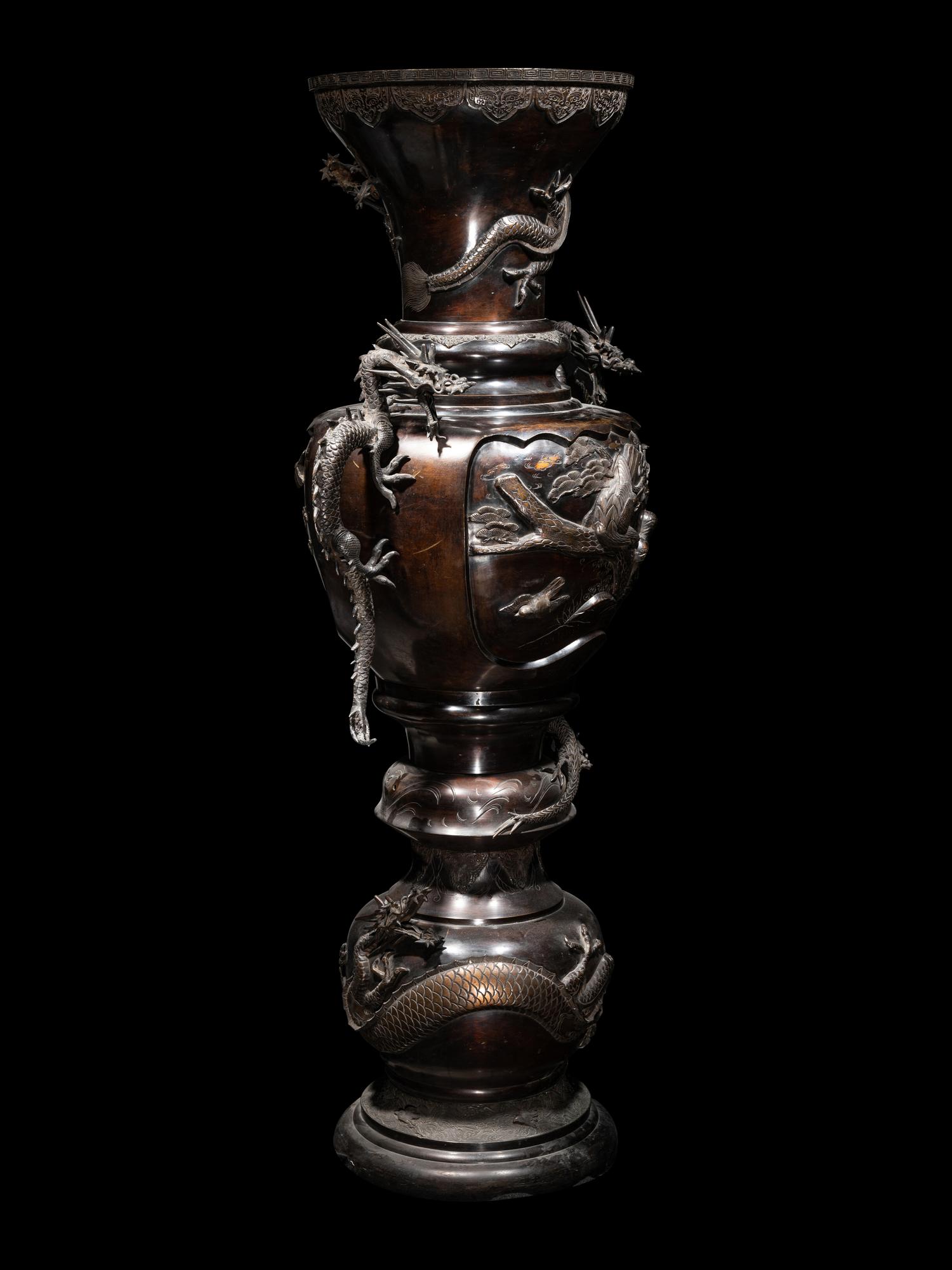 A Large Japanese Bronze Floor Vase