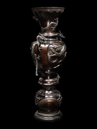 A Large Japanese Bronze Floor Vase