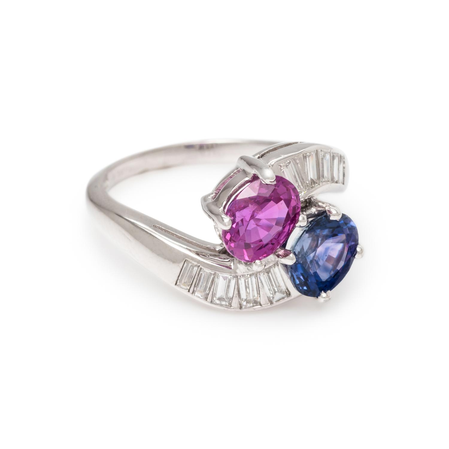 PINK AND PURPLE SAPPHIRE AND DIAMOND RING
