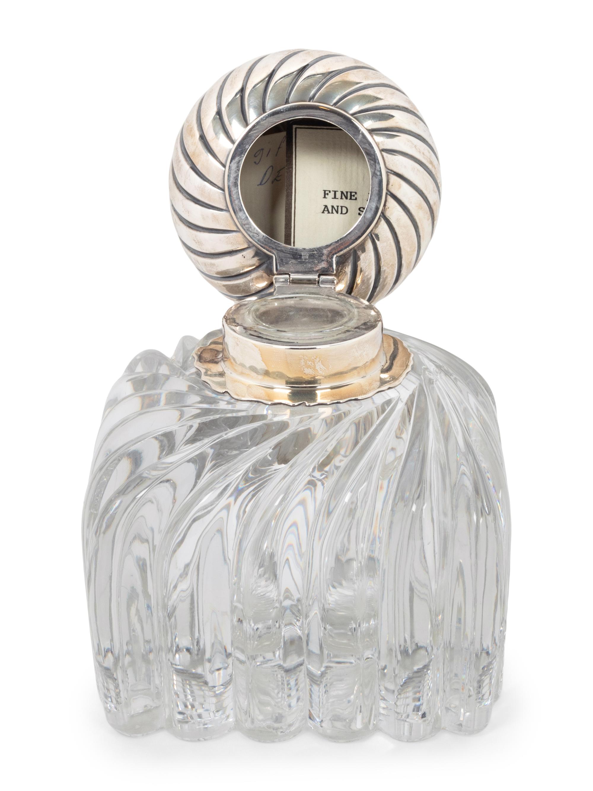An American Silver Mounted Cut Glass Inkwell
