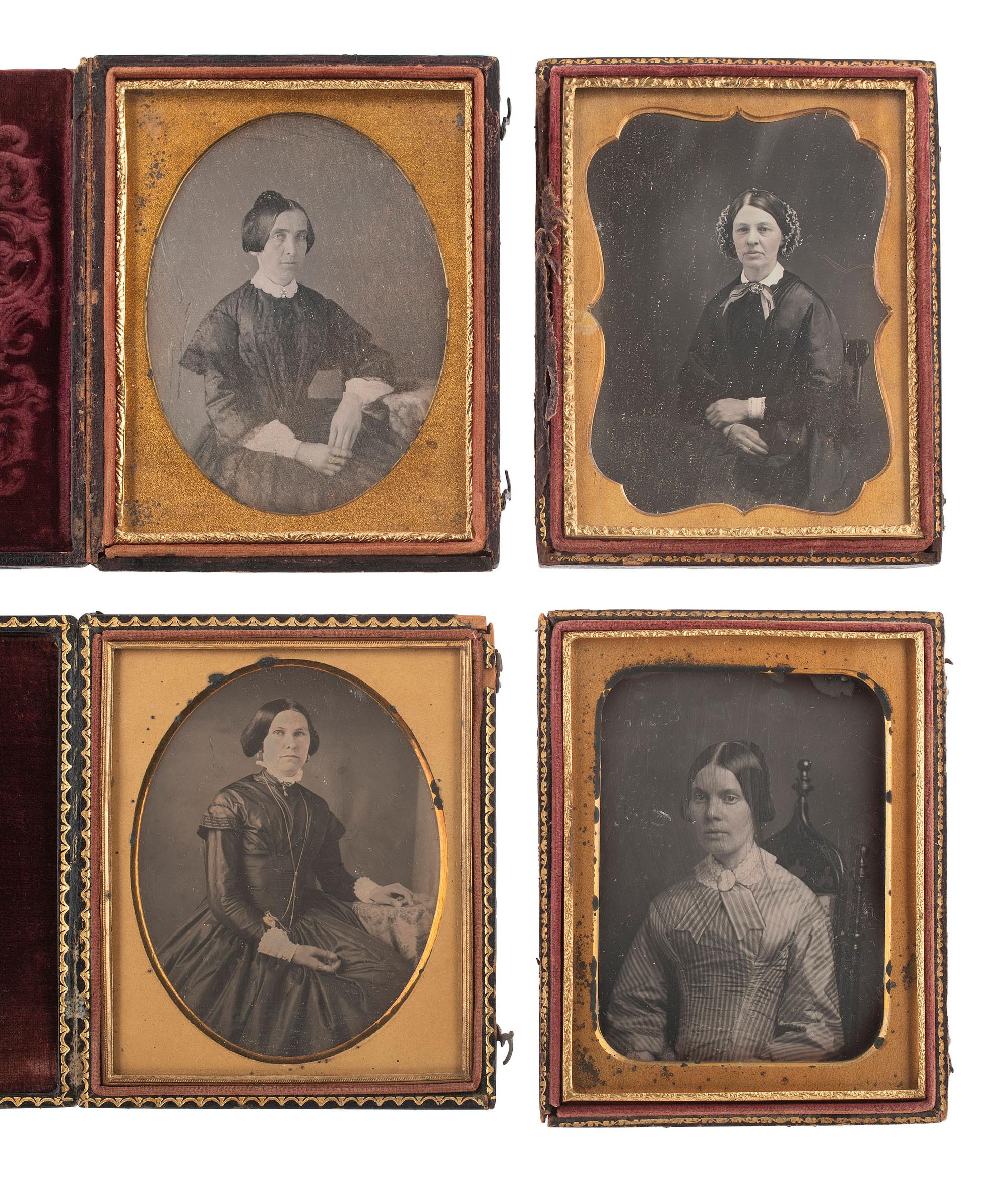 [EARLY PHOTOGRAPHY]. 10 half and quarter plate daguerreotypes of single sitters and pairs.