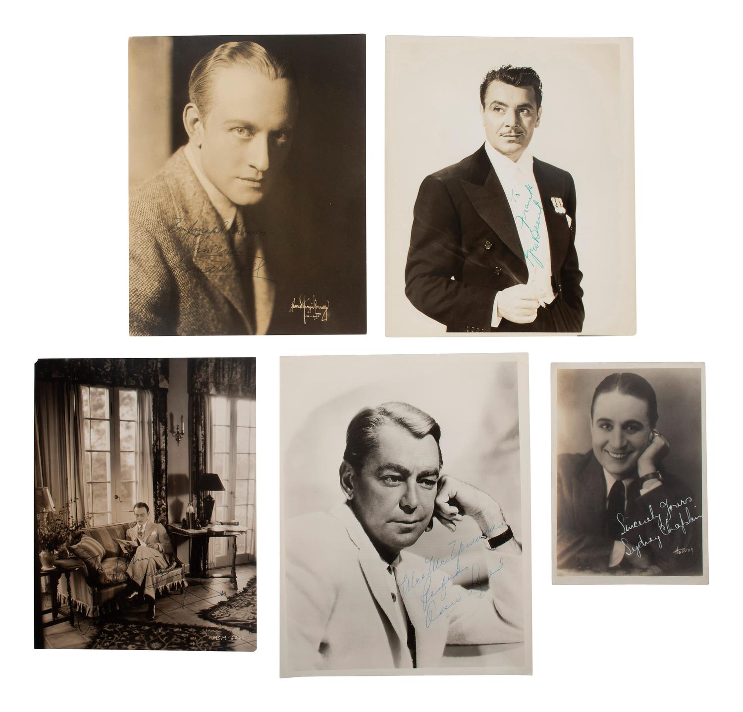 [HOLLYWOOD]. A collection of over 120 photographs and correspondence, most autographed by leading men from the 1920s-1970s, including: