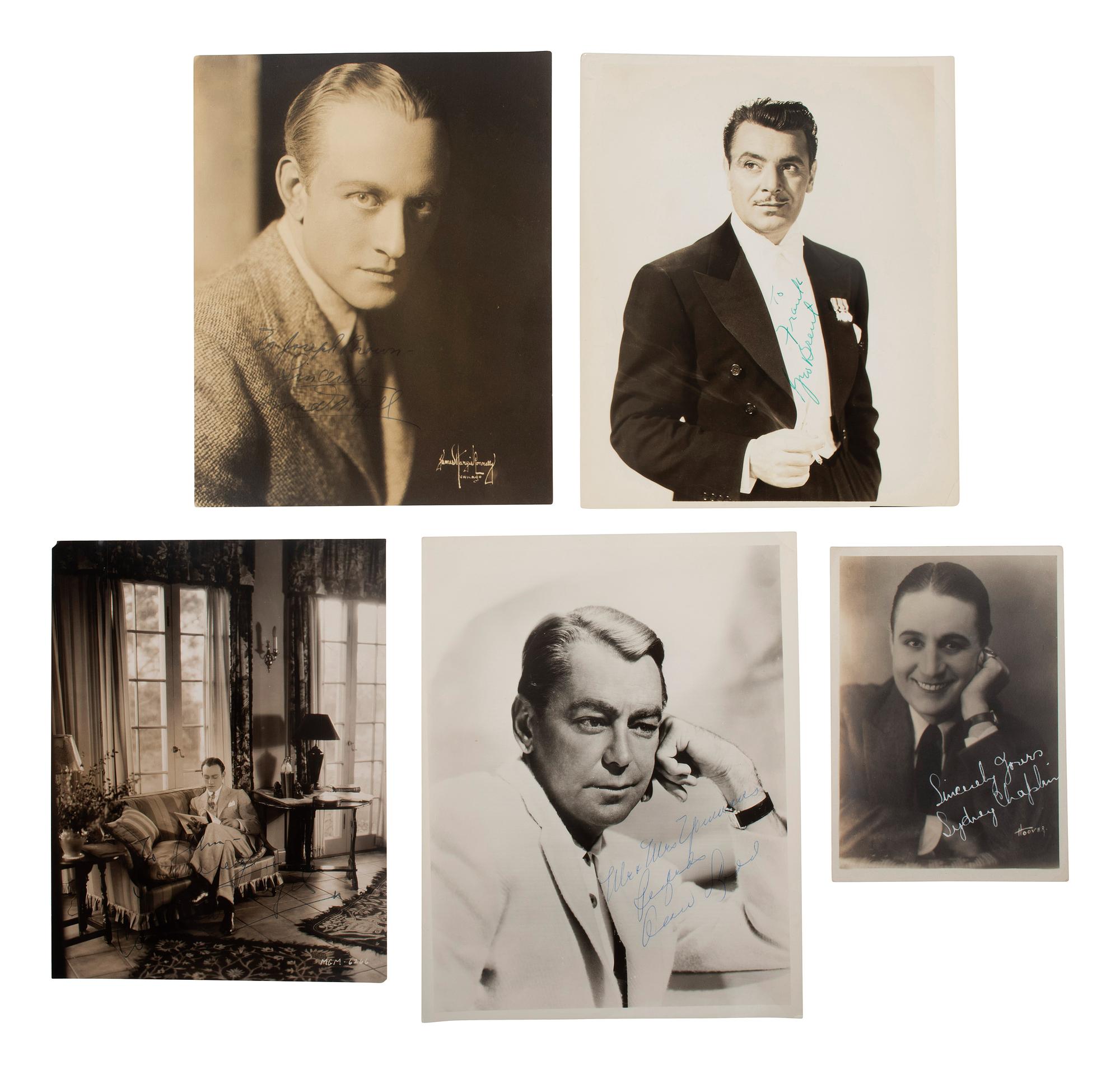 [HOLLYWOOD]. A collection of over 120 photographs and correspondence, most autographed by leading men from the 1920s-1970s, including: