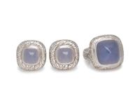 WHITE GOLD AND BLUE CHALCEDONY SET