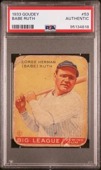 A 1933 Goudey Babe Ruth Baseball Card No. 53 (PSA Authentic)