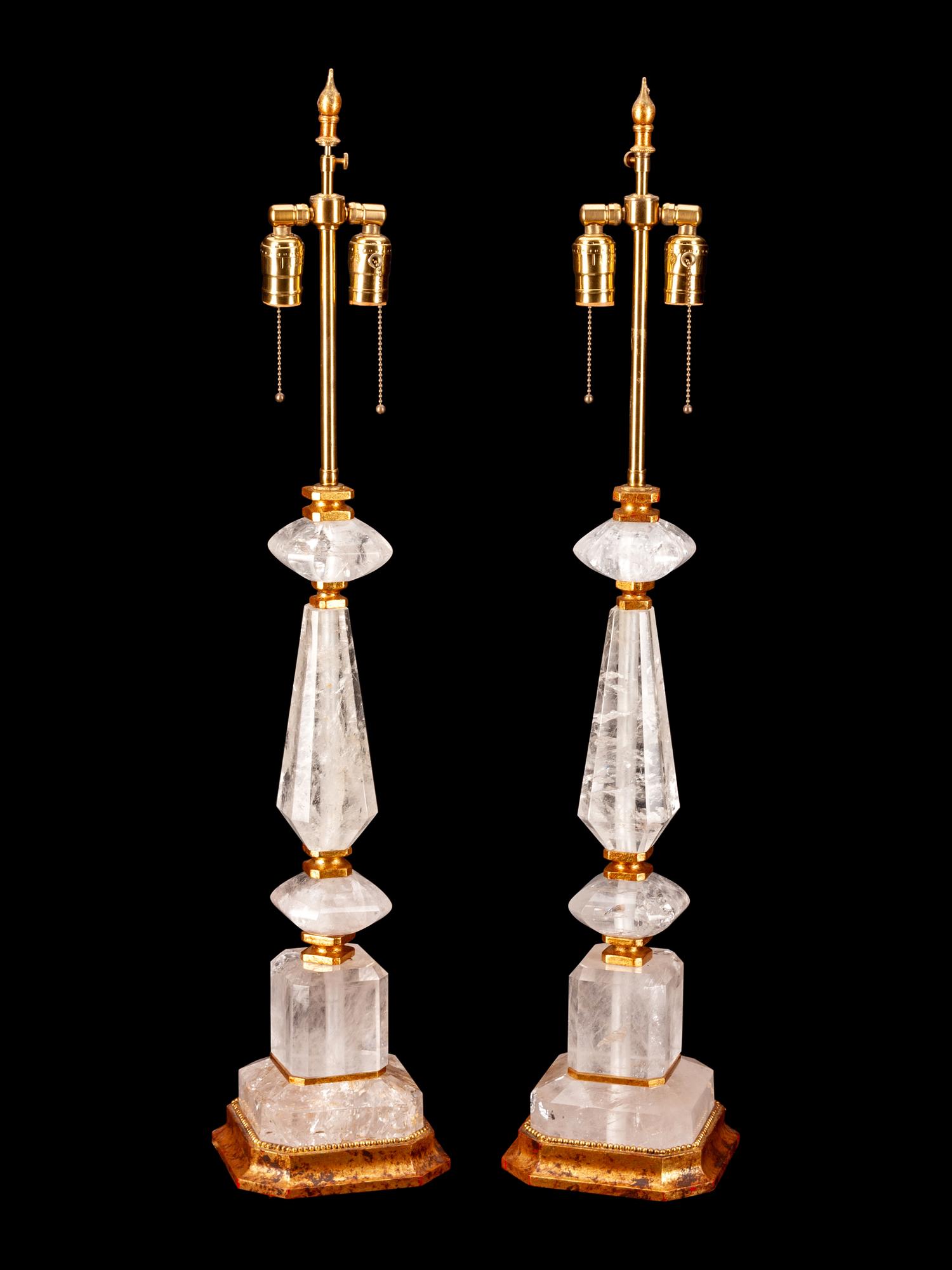 A Pair of Large Cut-Glass Lamps