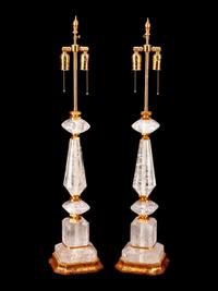 A Pair of Large Cut-Glass Lamps