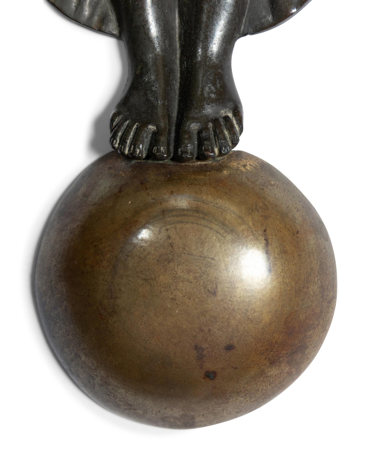 A Pair of Empire Style Brass Three-Light Figural Sconces