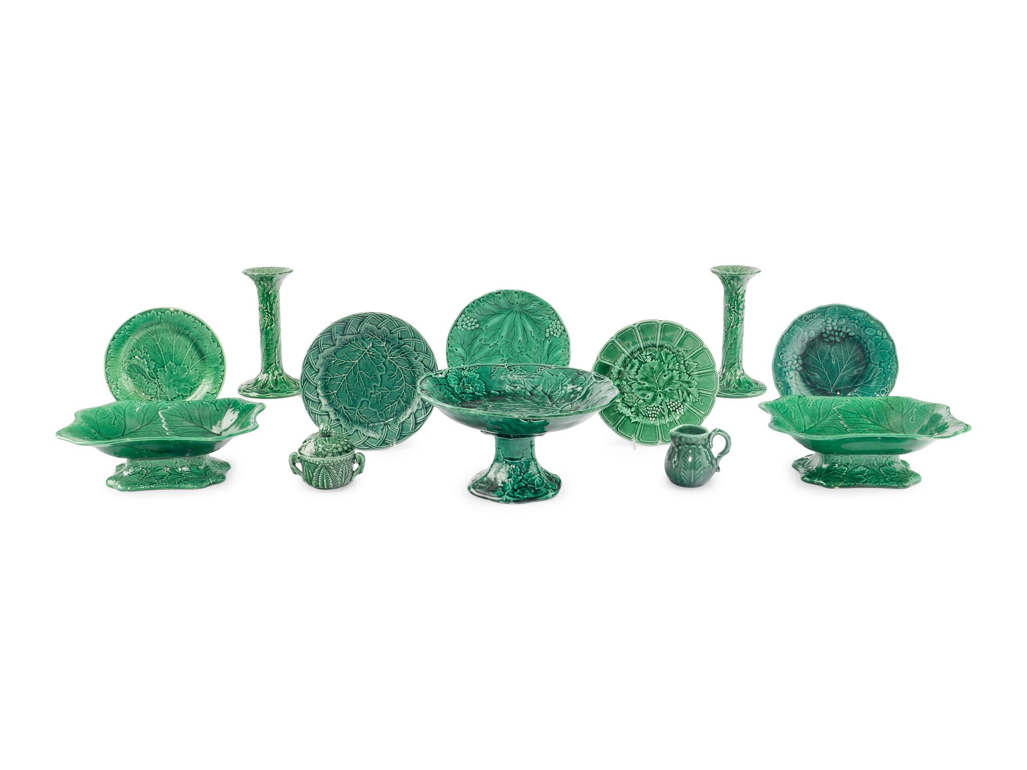 A Collection of Green Glazed Earthenware Articles