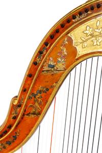 A Louis XVI Parcel Gilt and Painted Satinwood Harp