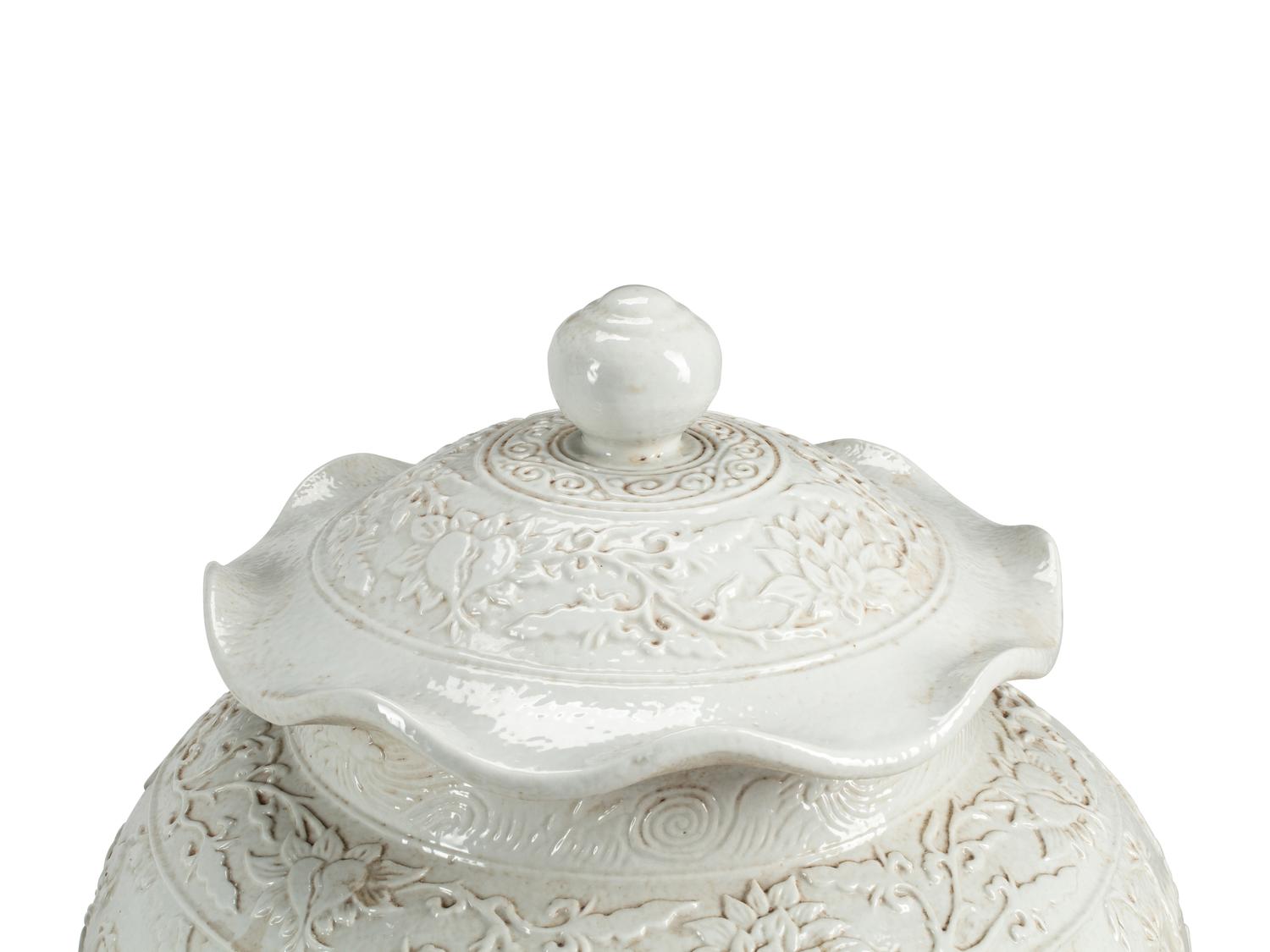 A Pair of Blanc de Chine Porcelain Jars on Gilt Bronze Stands