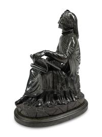 A French Carved Green Marble Figure of a Scholar