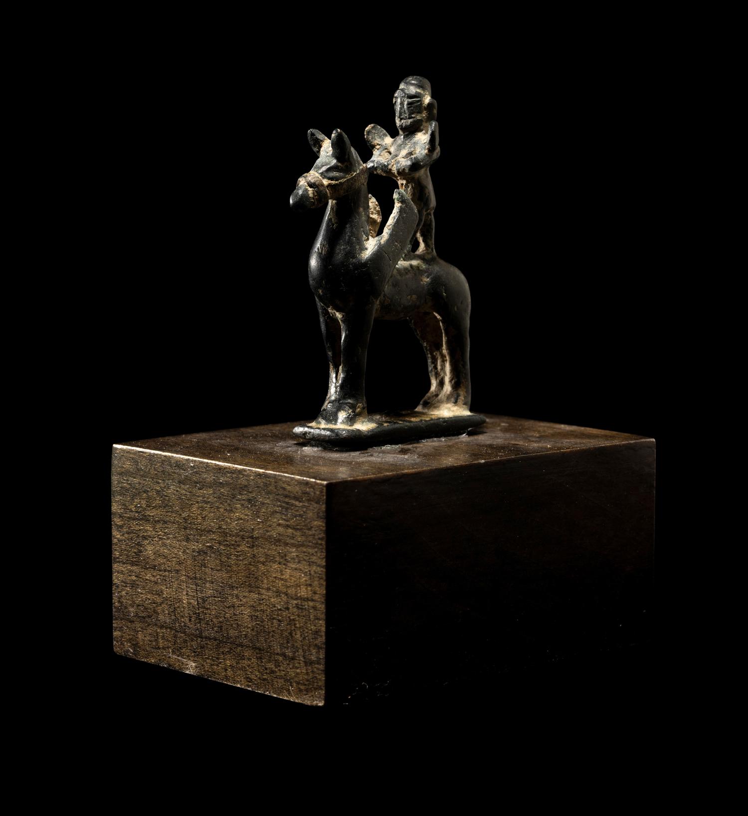 A Near Eastern Bronze Winged Horse and Rider