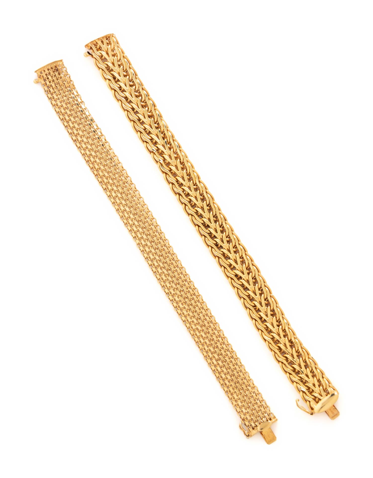 TWO YELLOW GOLD BRACELETS