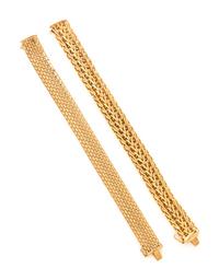 TWO YELLOW GOLD BRACELETS