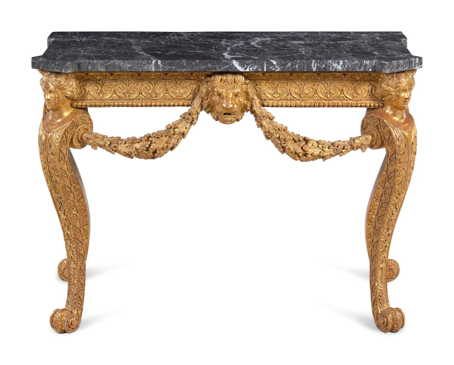 A George II Giltwood Marble-Top Pier Table in the Manner of William Kent