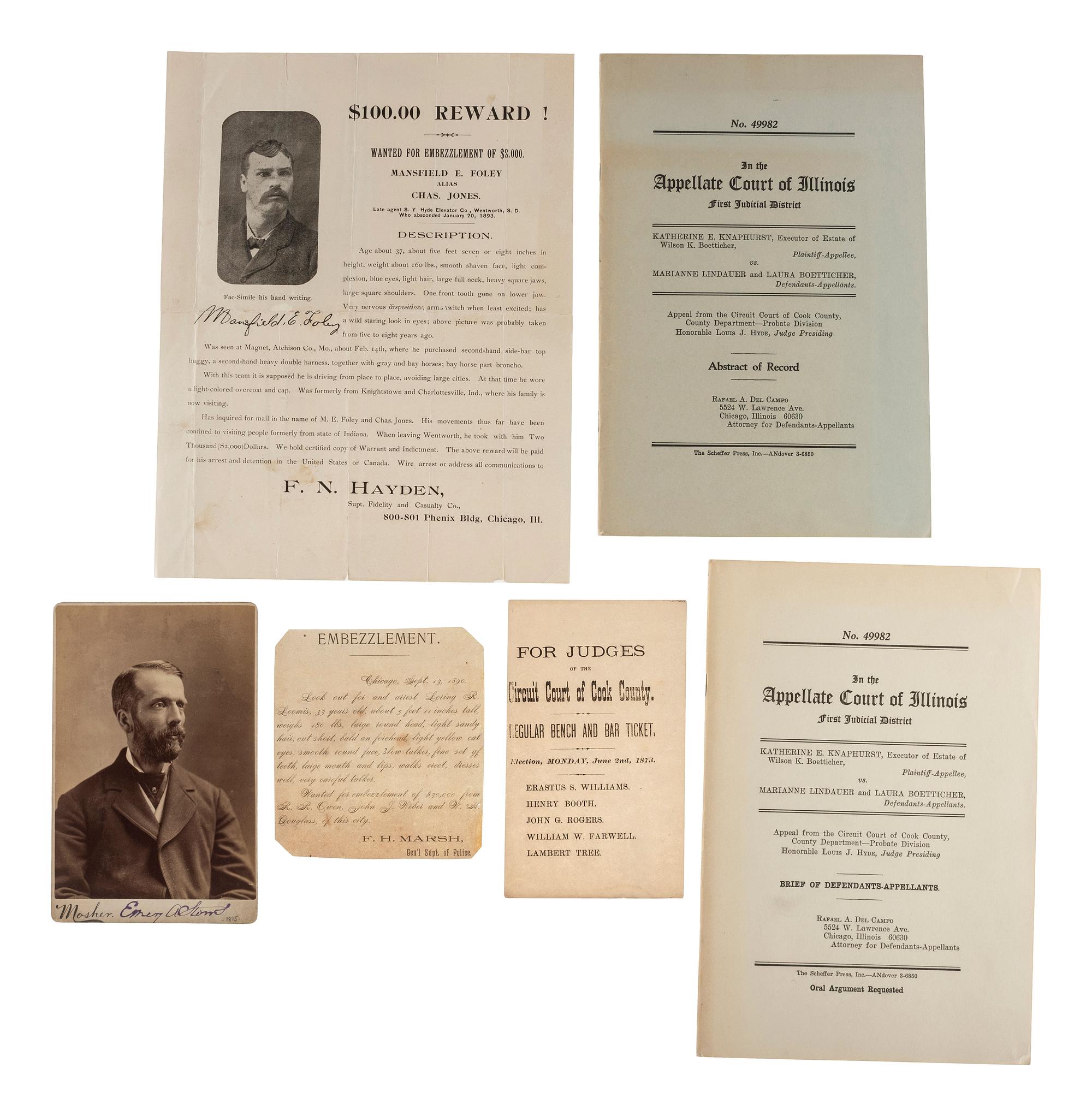 [CHICAGO - LAW]. A large group of indentures and other legal ephemera from Chicago, Cook County, and the state of Illinois.