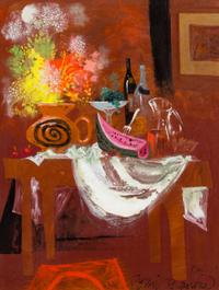 Byron Browne, (American, 1907-1961), Still Life + Mellon, 1961