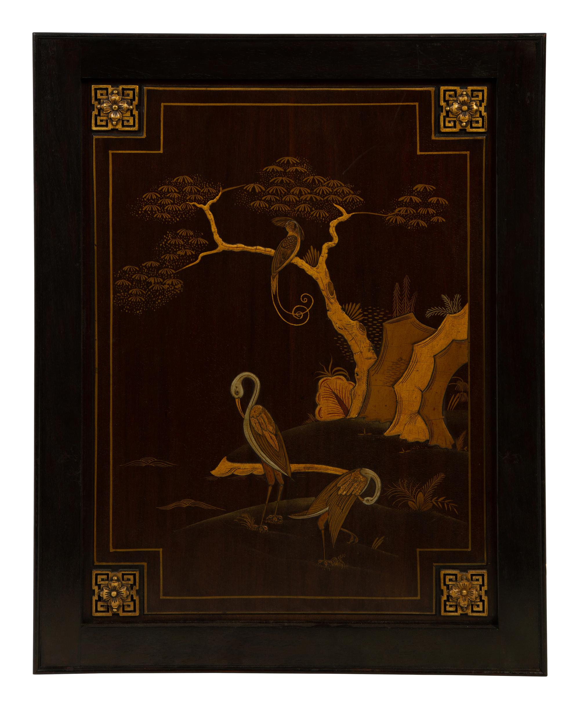A Set of Six Chinoiserie Lacquered Panels — 19TH/20TH CENTURY