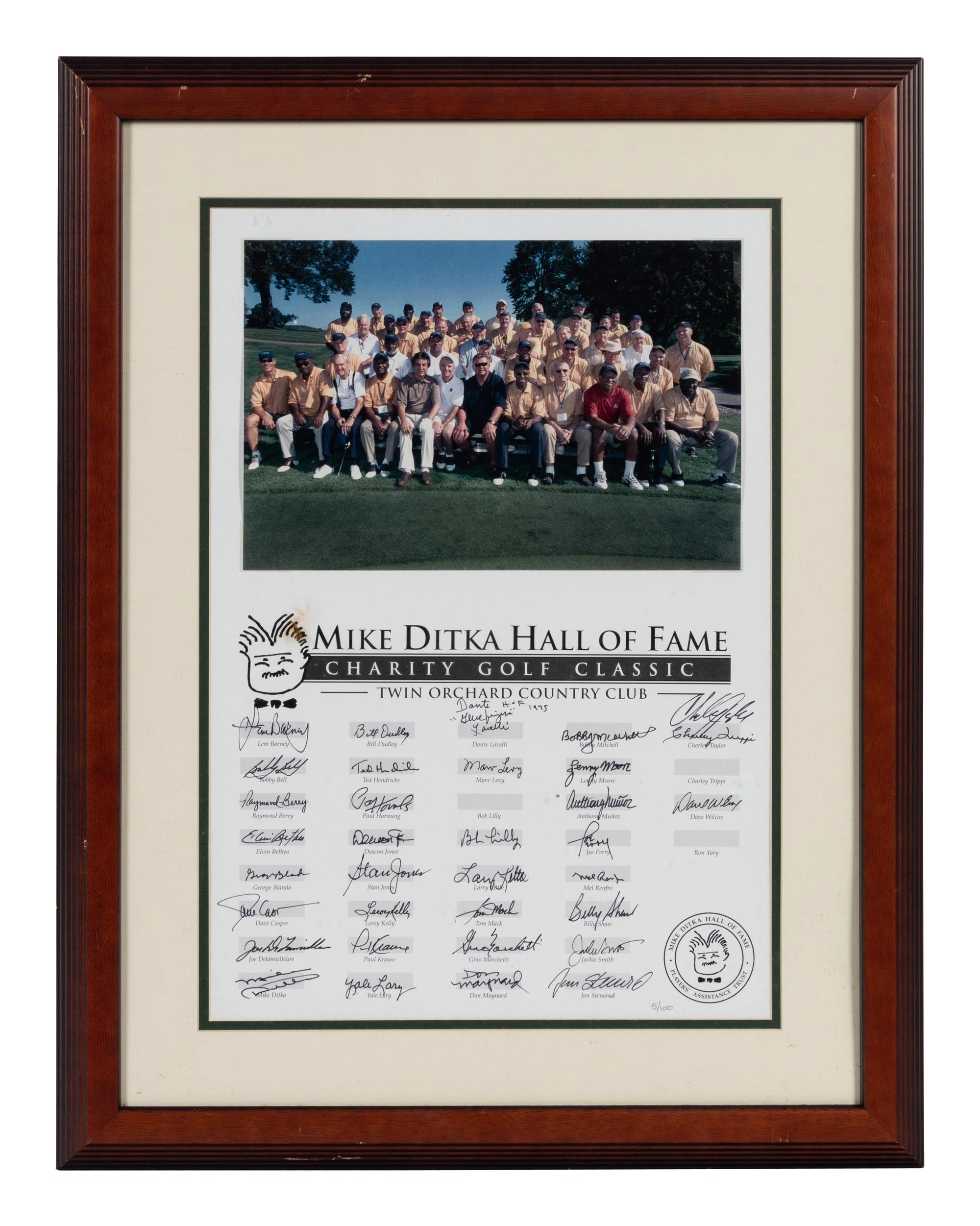 A Mike Ditka Hall of Fame Charity Golf Classic Multi-Signed Autograph Print Formerly Displayed at Mike Ditka’s Restaurant