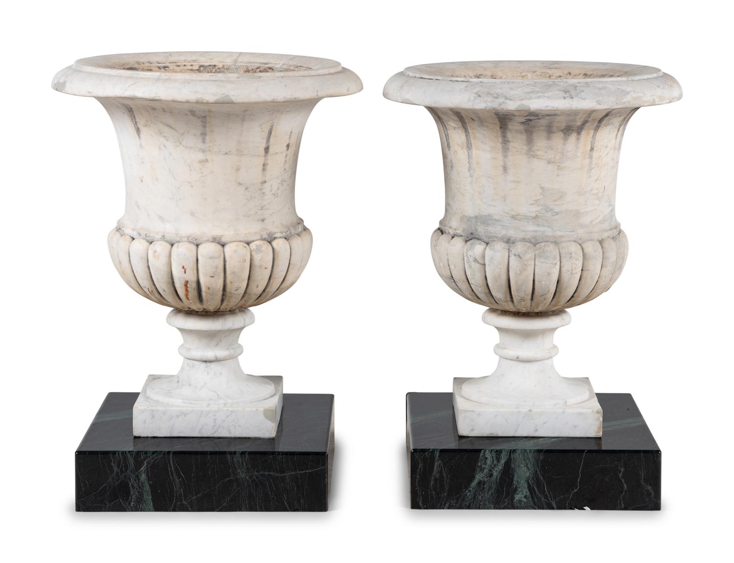 A Pair of Large Marble Campagna Urns