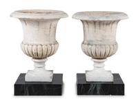 A Pair of Large Marble Campagna Urns