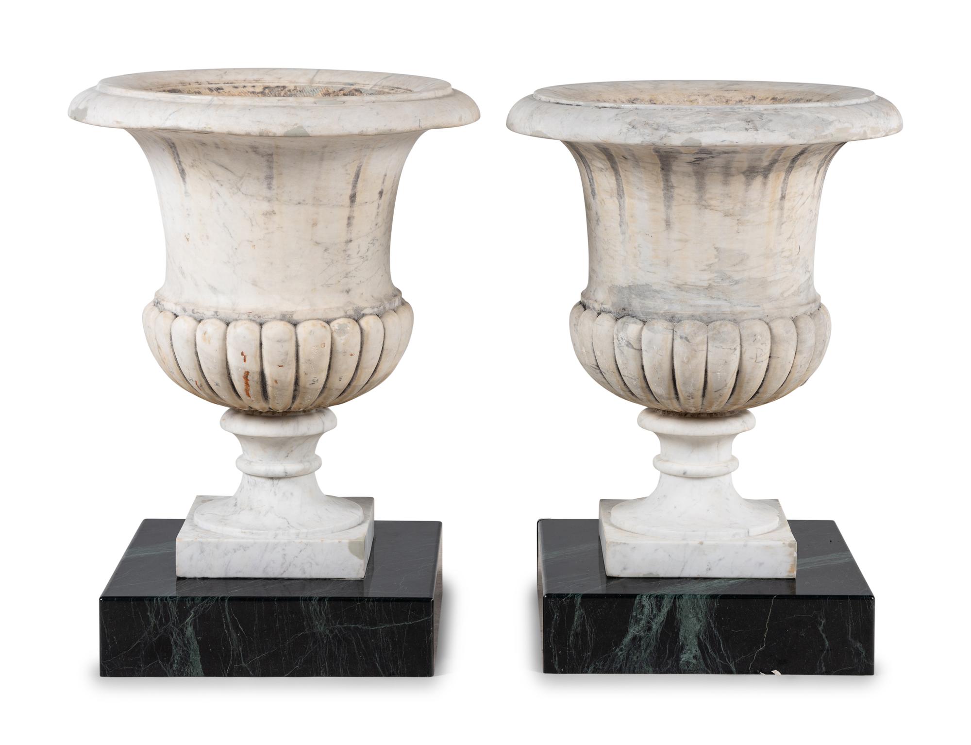 A Pair of Large Marble Campagna Urns