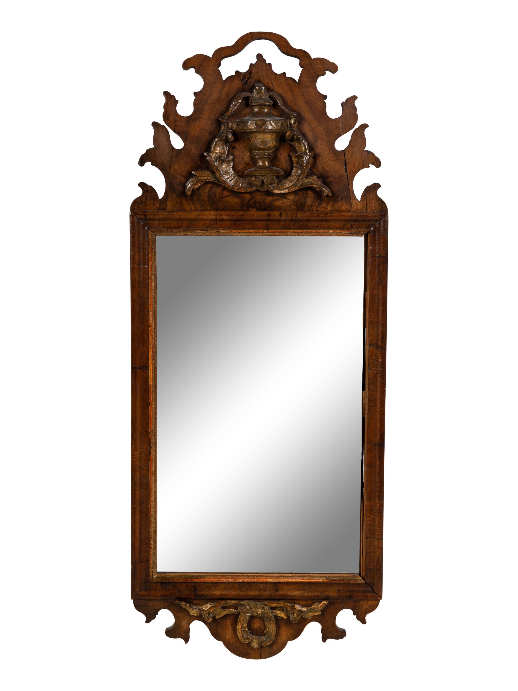 A Dutch Parcel Gilt Walnut Mirror