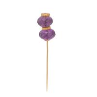 YELLOW GOLD AND AMETHYST STICK PIN