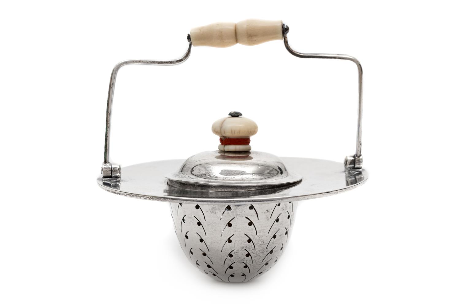 An English Silver Tea Strainer — William Leuchars, London, 1889