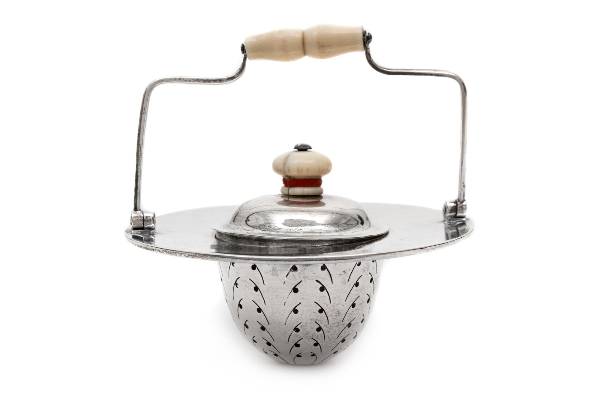 An English Silver Tea Strainer — William Leuchars, London, 1889