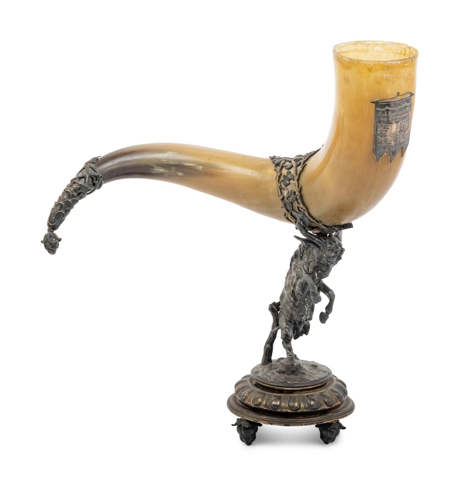 A Silver-Plate Mounted Toasting Horn