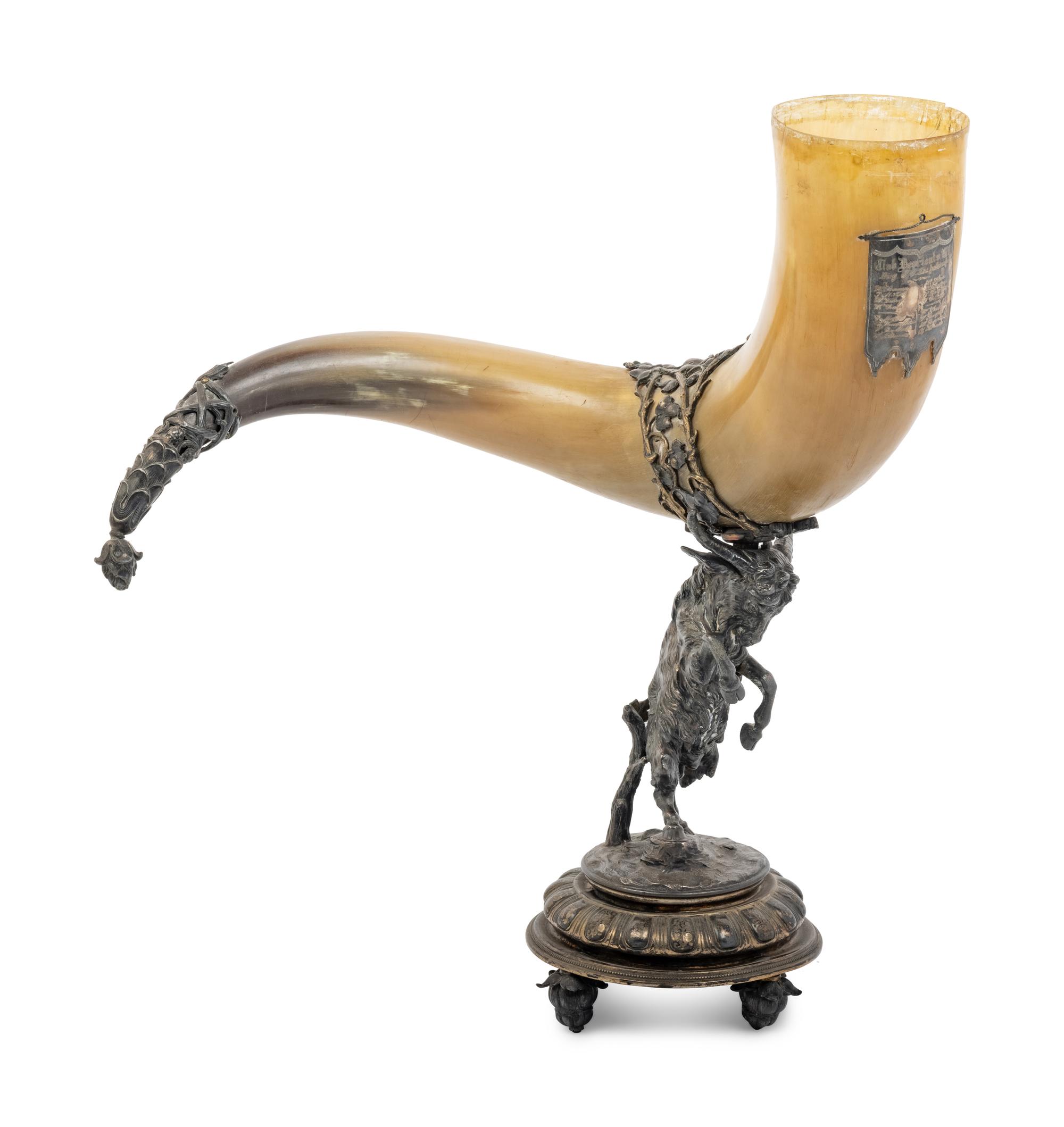 A Silver-Plate Mounted Toasting Horn
