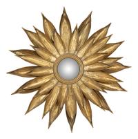 A Pair of Gilt Metal Sunflower Convex Mirrors