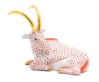 A Herend Porcelain Rust Fishnet Figure of an Antelope Length 7 inches. — 20TH CENTURY