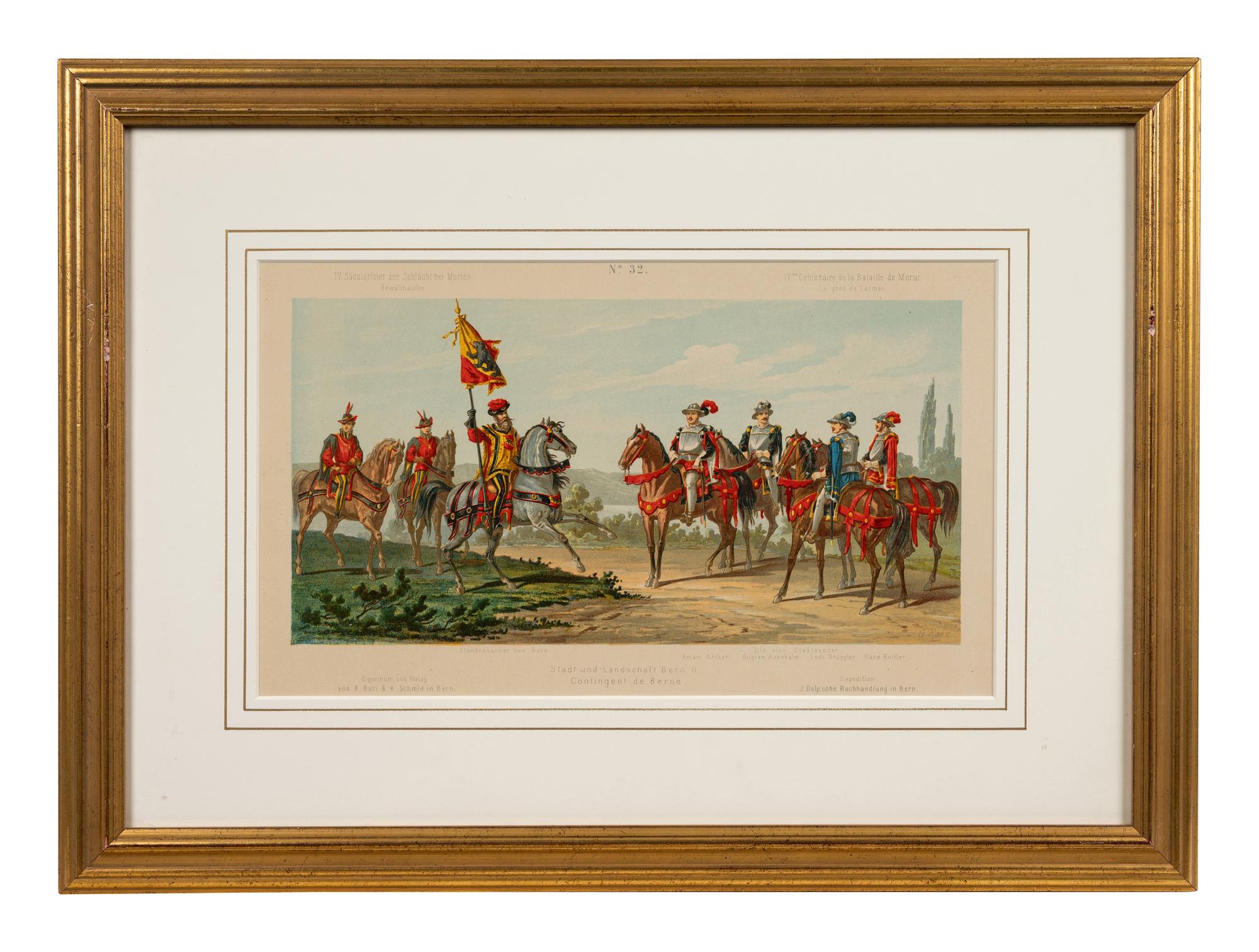 A Collection of Fifteen Engravings with Hand-Coloring of Architectural and Military Scenes