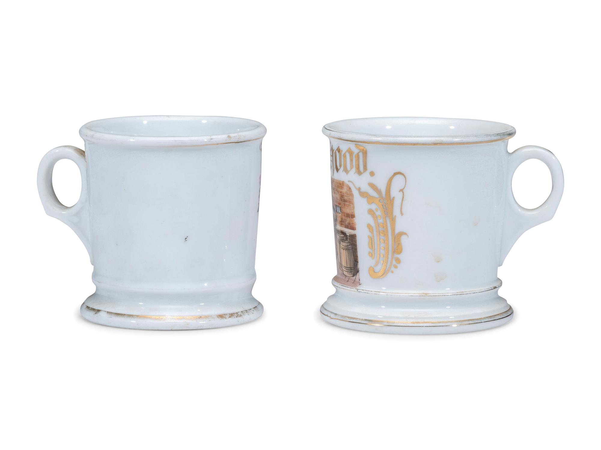 Two Baker's Porcelain Occupational Shaving Mugs