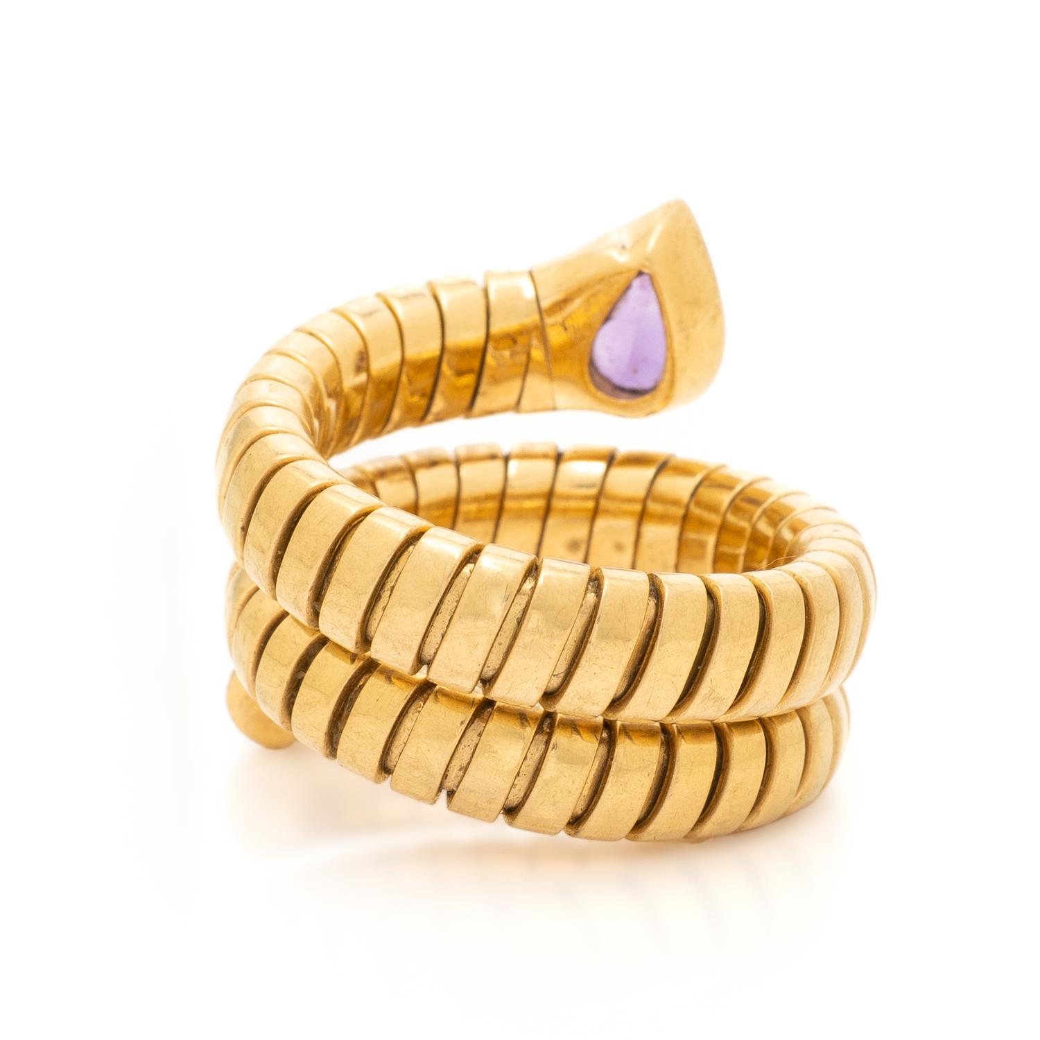 BULGARI, YELLOW GOLD AND AMETHYST 'SERPENTI TUBOGAS' RING
