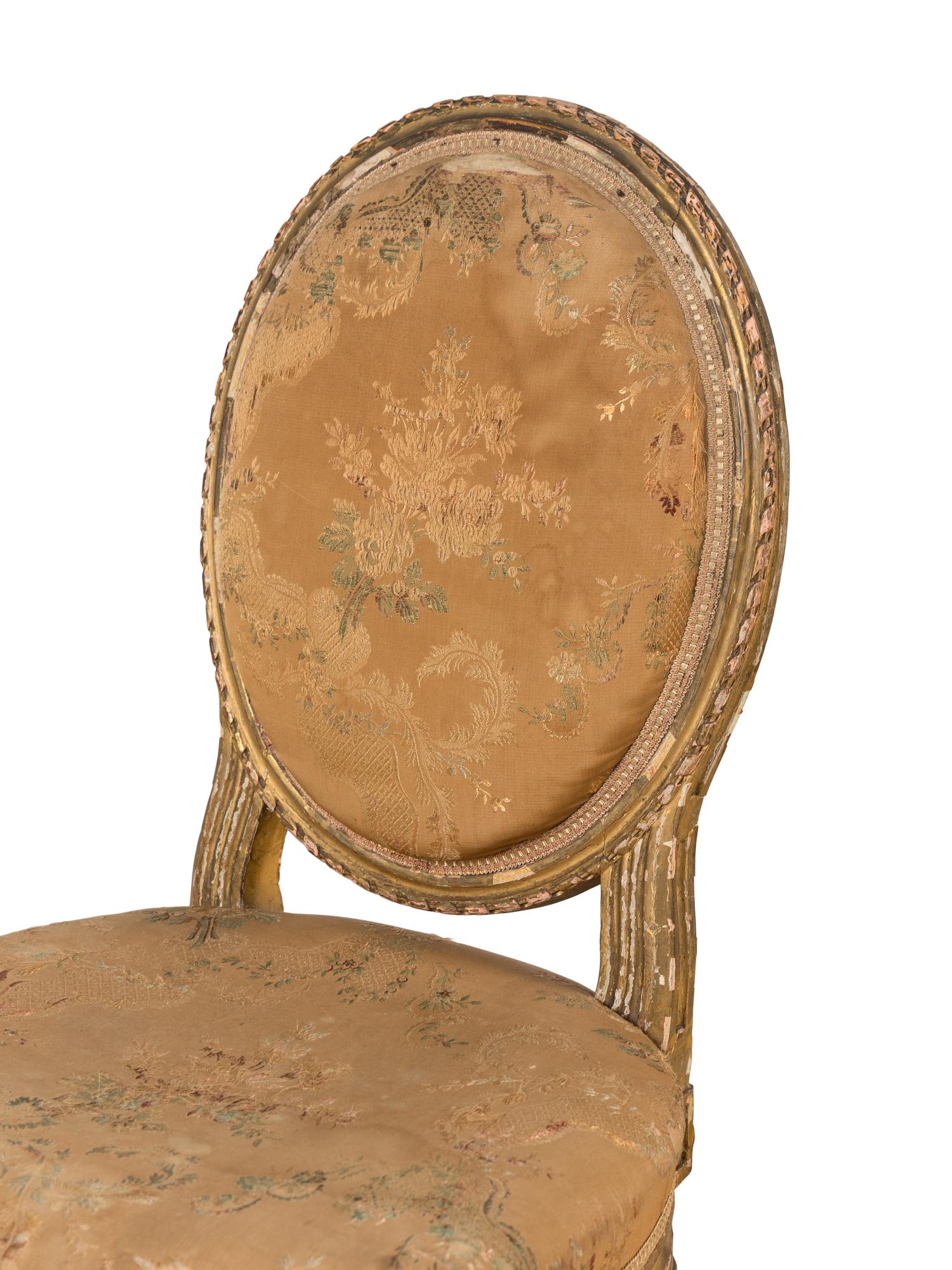 A Pair of Louis XVI Style Giltwood Side Chairs