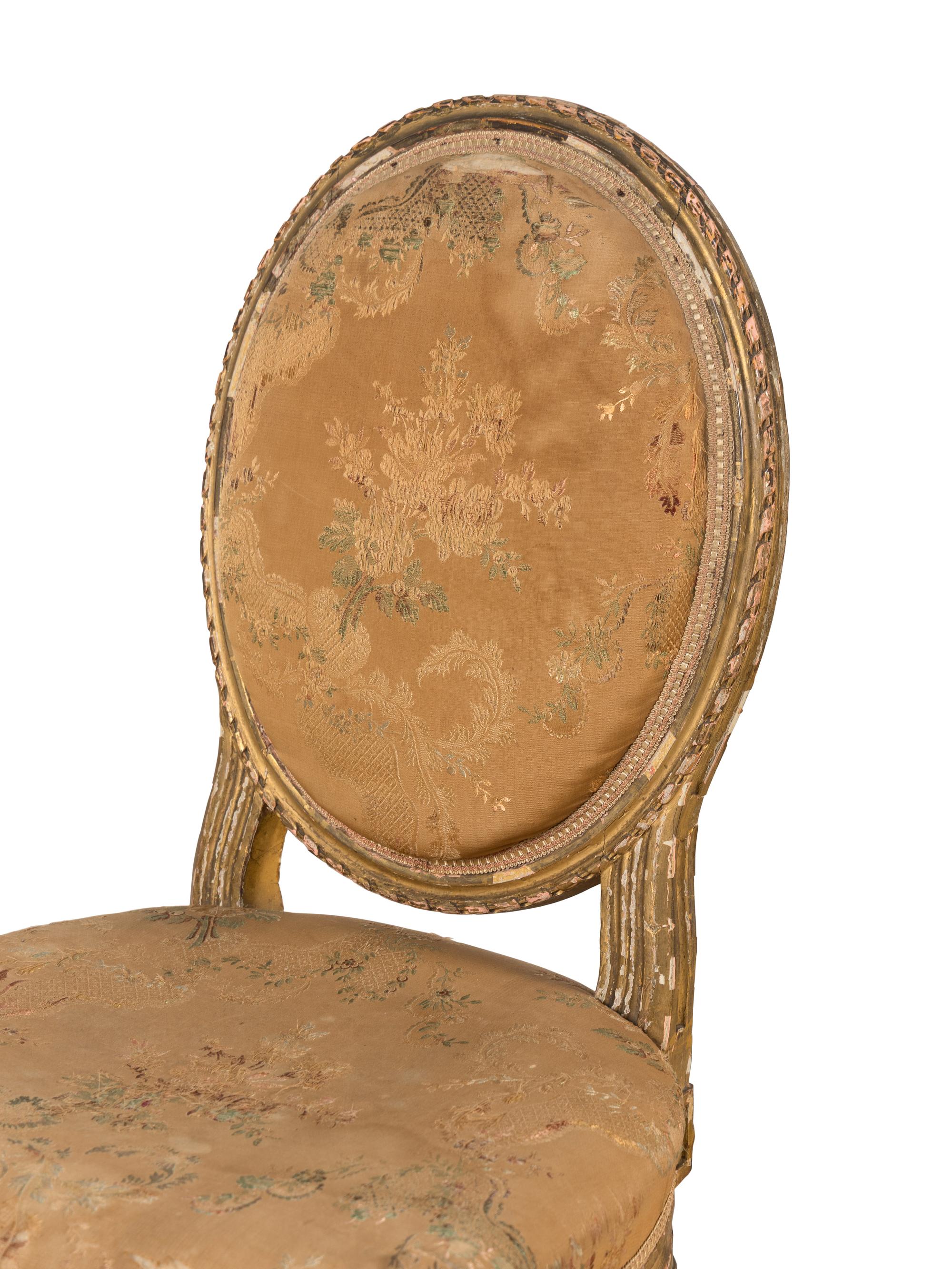 A Pair of Louis XVI Style Giltwood Side Chairs
