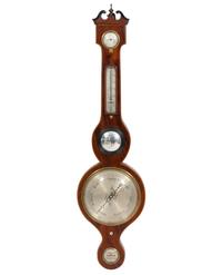 A George III Mahogany Wheel Barometer and Thermometer