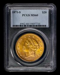 A United States 1871-S Liberty Head $20 Gold Coin