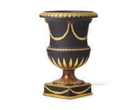 A Wedgwood Neoclassical Parcel-Gilt Basalt Urn